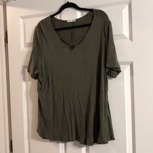 Olive Criss Cross Top 2X
